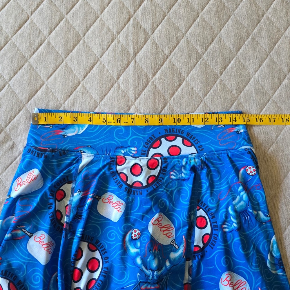 Pickleball Bella Drop Pleat Skort Lobster Monster Large Short under pockets Blue - Picture 9 of 10